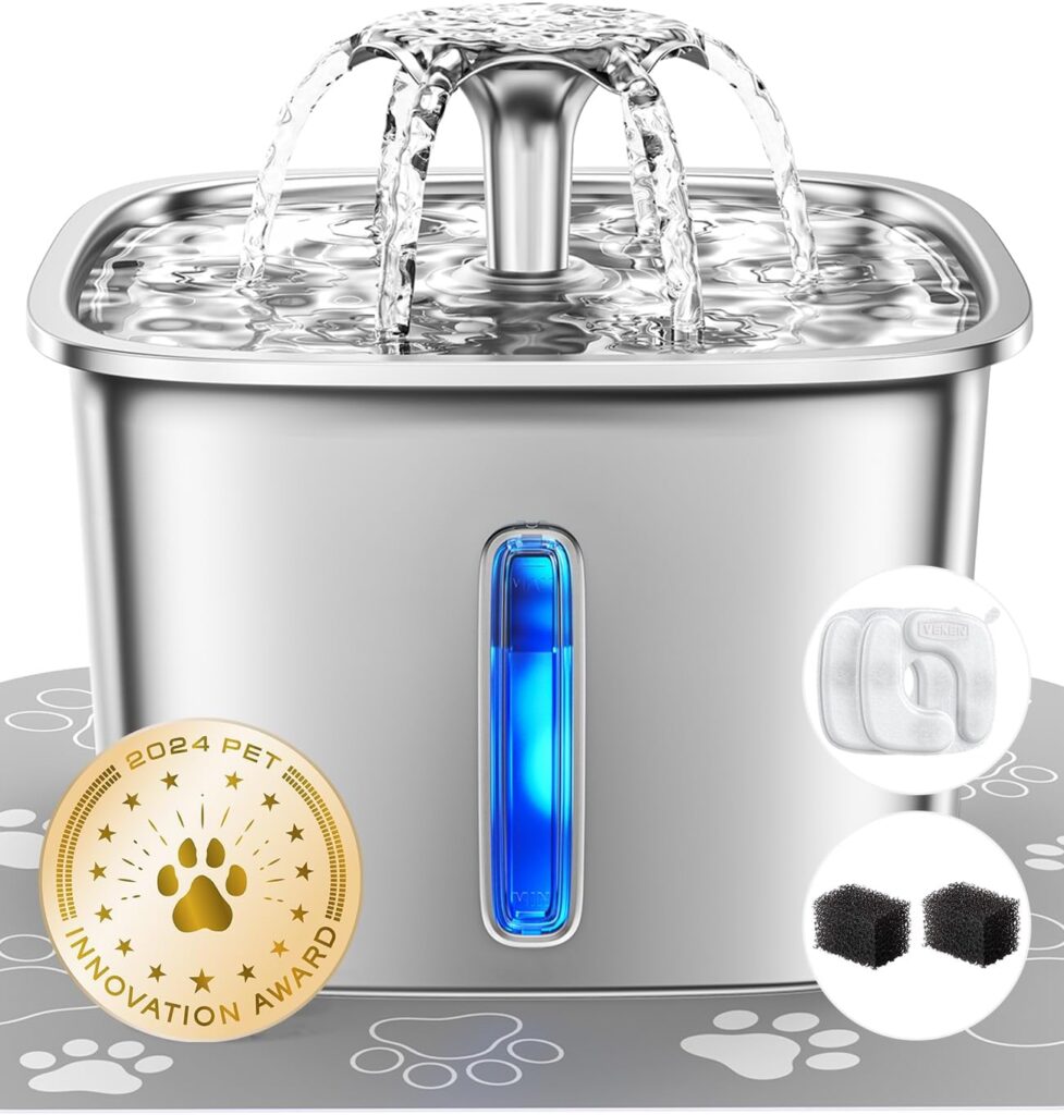 Dog Water Dispenser with Replacement Filters & Silicone Mat