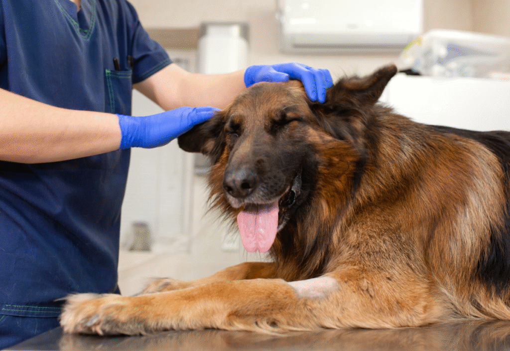 Vet Checking a Senior Dog